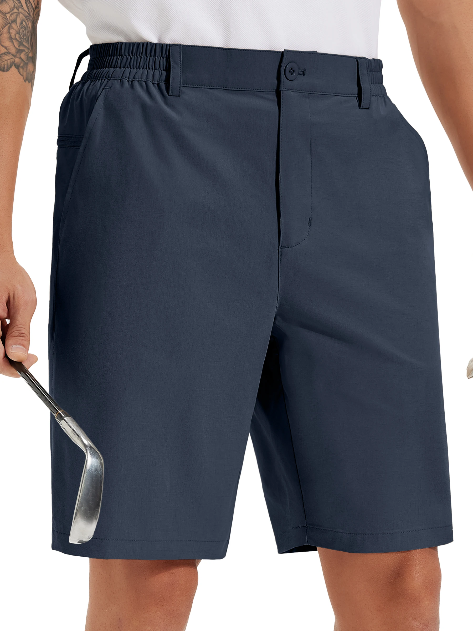 Sommer Herren Freizeitshorts Business- & Golf-Hosen, Atmungsaktive Relaxed-Fit-Shorts mit Schnellverschluss-Taschen – Detail 12