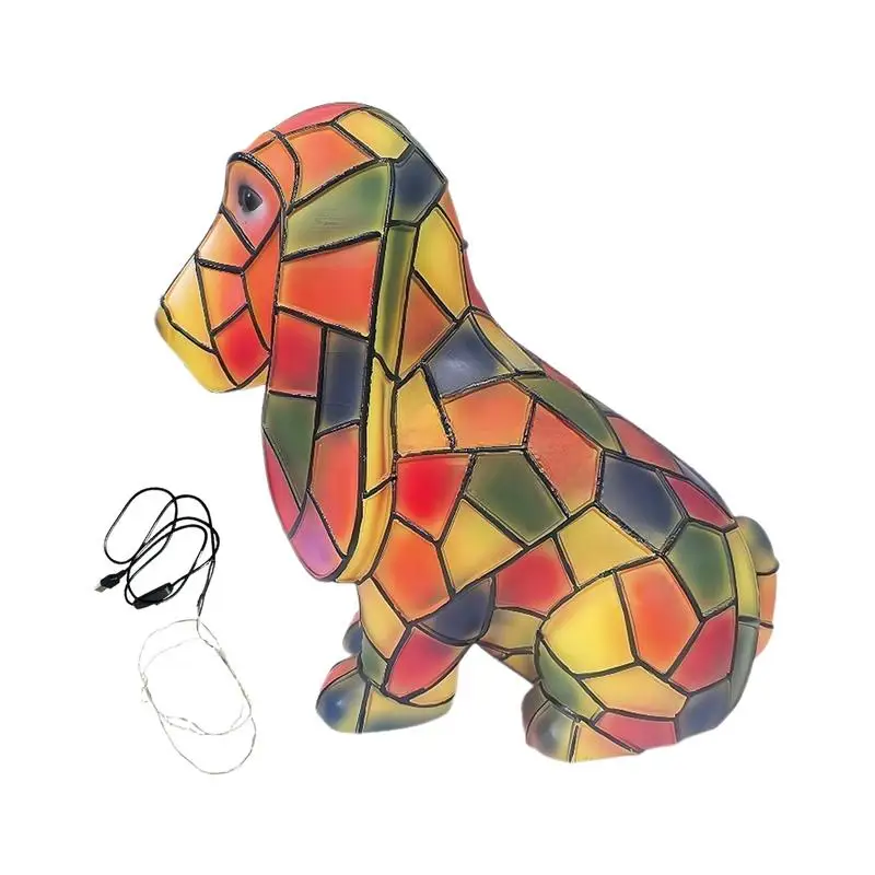 LED Corgi Lamp Lamp Dog Series Art Night Light Stained Resin French Tabletop Night Light Cute Pets Dogs Desktop Decor