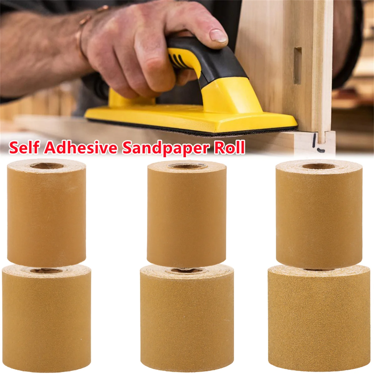 

6-рулонный самоклеящийся рулон наждачной бумаги, широкий шлифовальный лист с липкой коробкой, влажный и сухой абразив из оксида алюминия для шлифовки, полировки