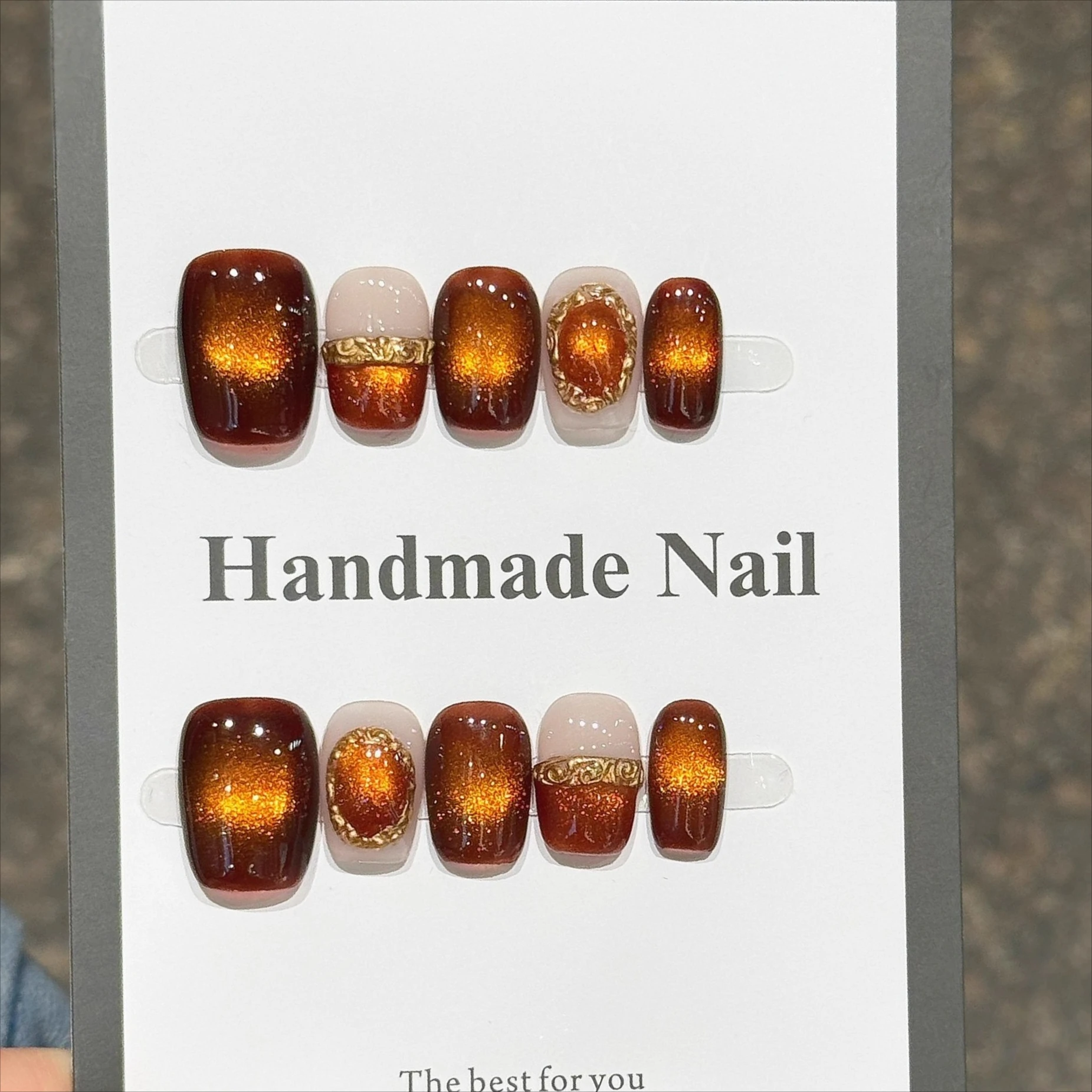 

10 шт./компл. ретро кошачий глаз ручной работы пресс для ногтей простые квадратные накладные ногти носимые наклейки ногти накладные ногти 네일 премиальное