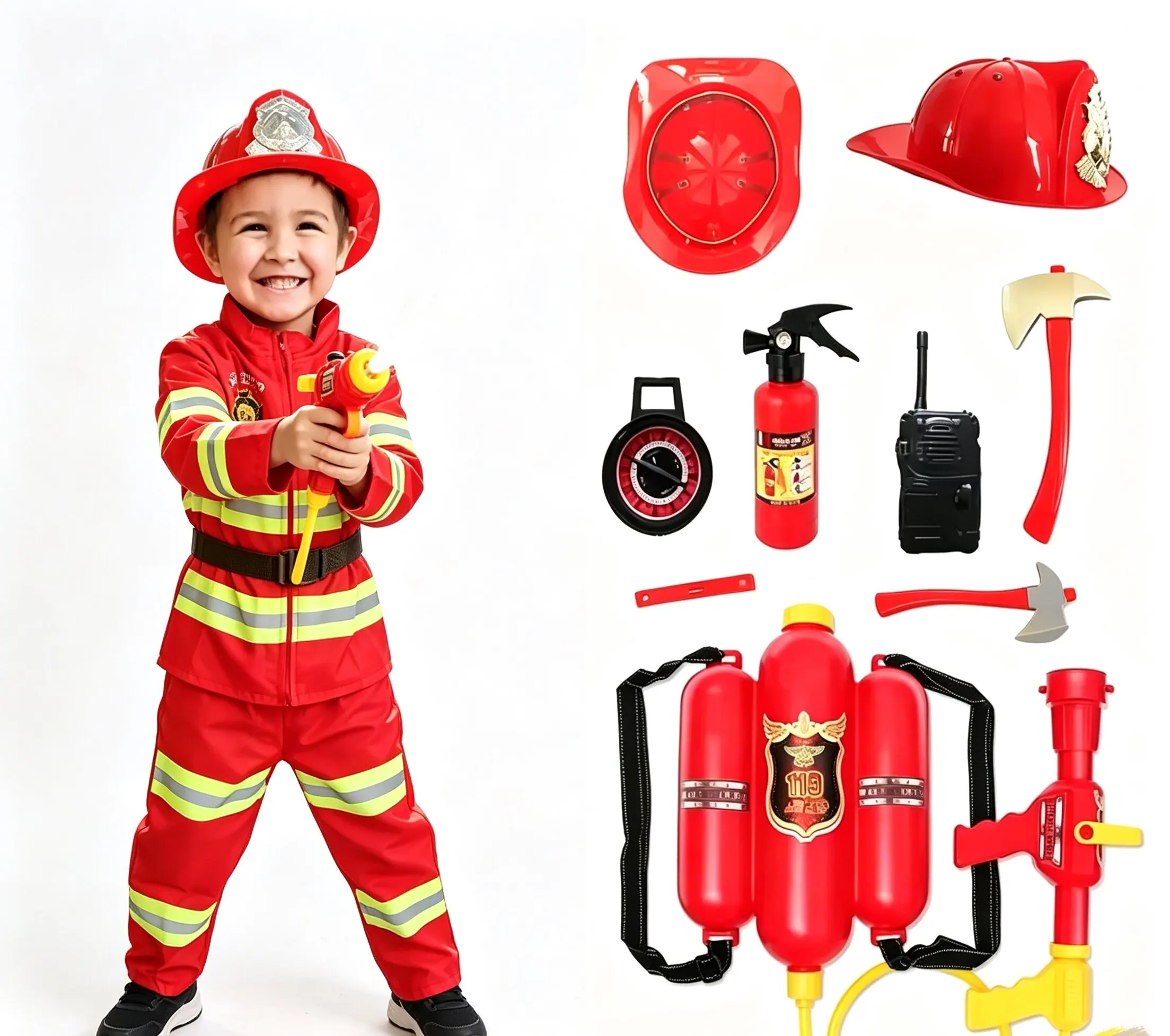 Nuevo Disfraz de Bombero para Halloween, Juguetes de Disfraces para Niños, Uniforme de Bombero Sam, Ropa de Trabajo, Traje para Niños y Niñas, Disfraces para Fiestas