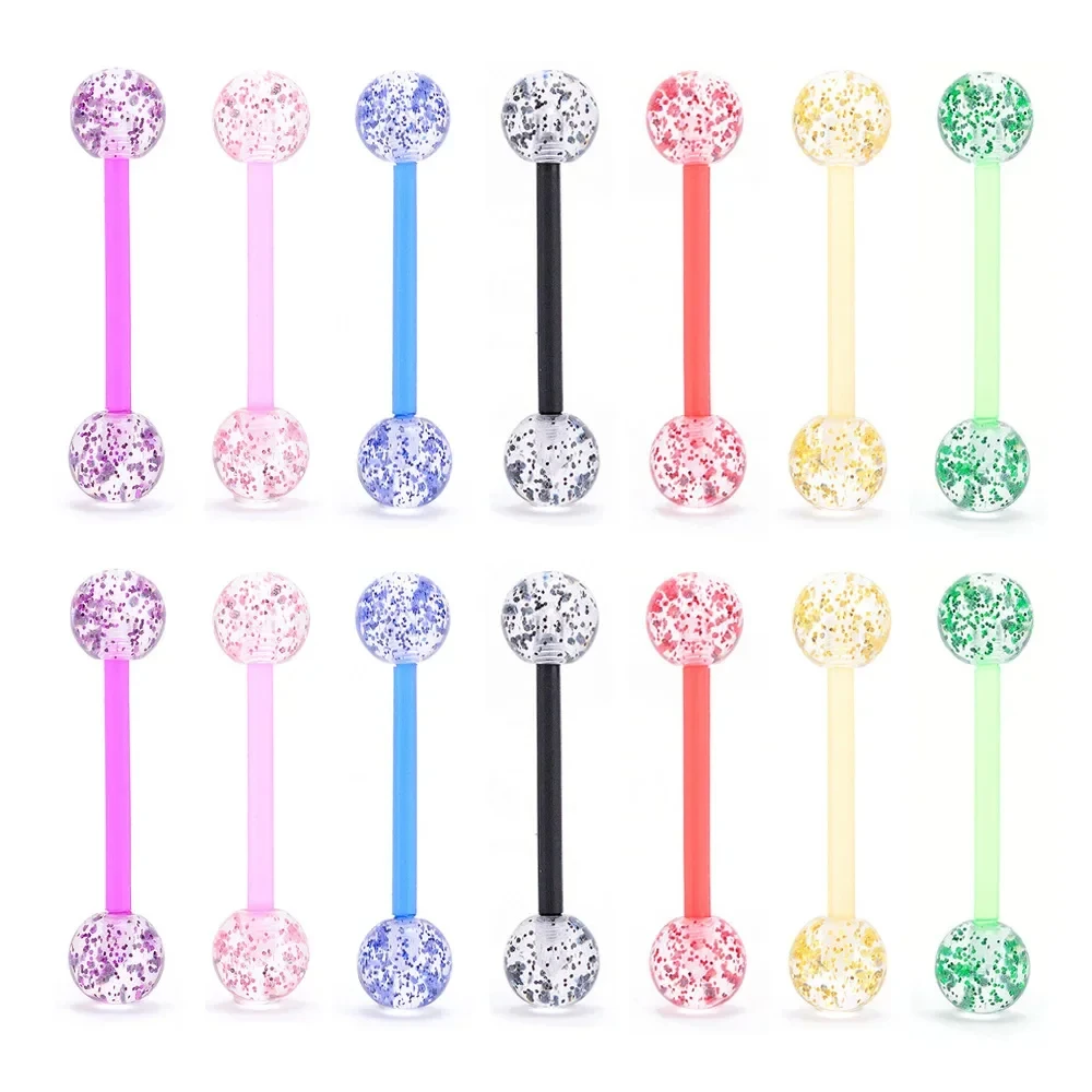 1 Stück Acryl Zunge Piercing für Frauen Mädchen Mode glänzende industrielle Lang hantel sexy Nippel Ring Körpers chmuck Mann