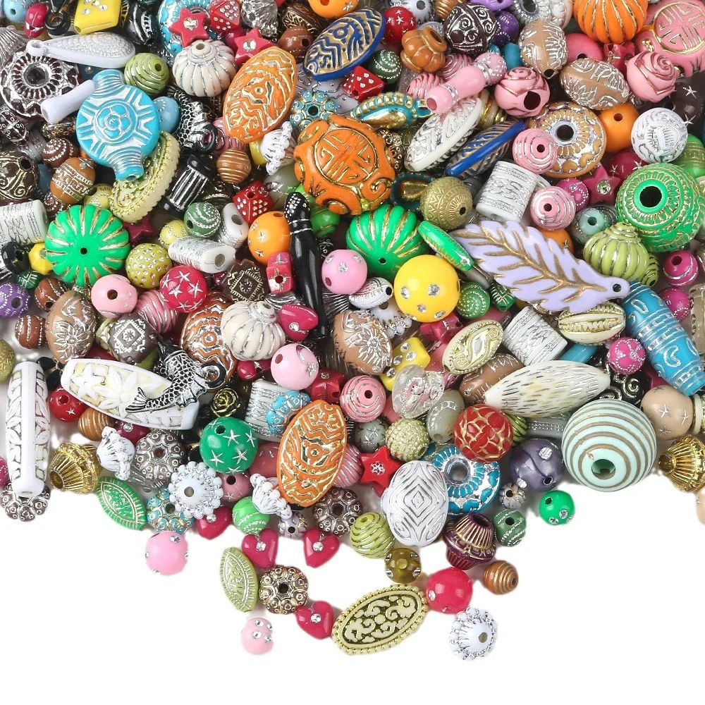 Random Acrylic Spacer Beads Loose Beads Supplies Big Large Hole Charm for Necklace Bracelet Making Diy Jewelry Materials 20g