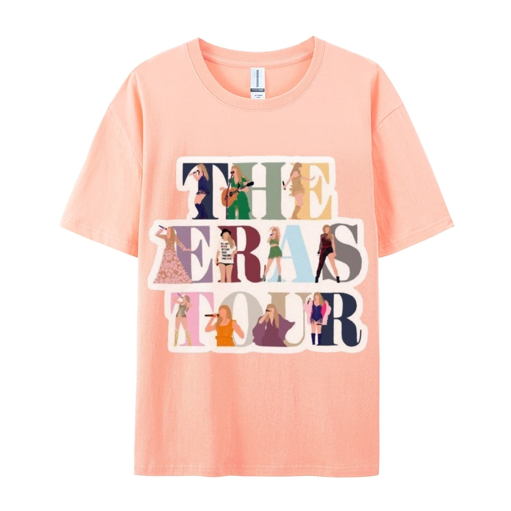 

Candy Color Cotton Character Letter Printing T-Shirt Front Shoulder High Gram Weight Round Neck New Trendy Short Sleeves