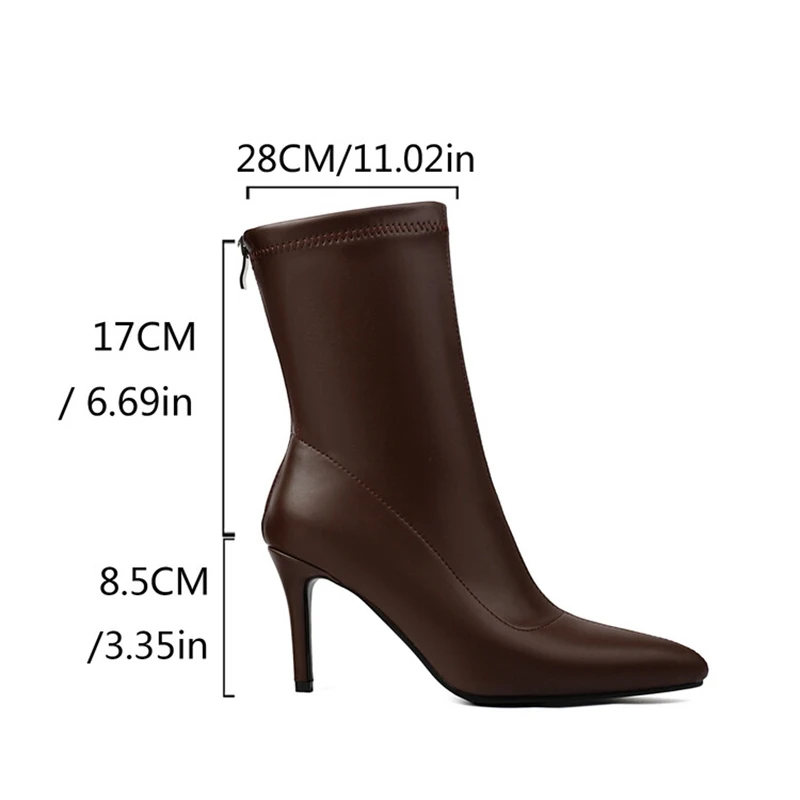 ORCHALISA Fashion 10cm Stiletto Heel Faux Leather Ankle Boots Autumn Antislip Shoes Big Size 45 46 47 48 US17 Silver image 3