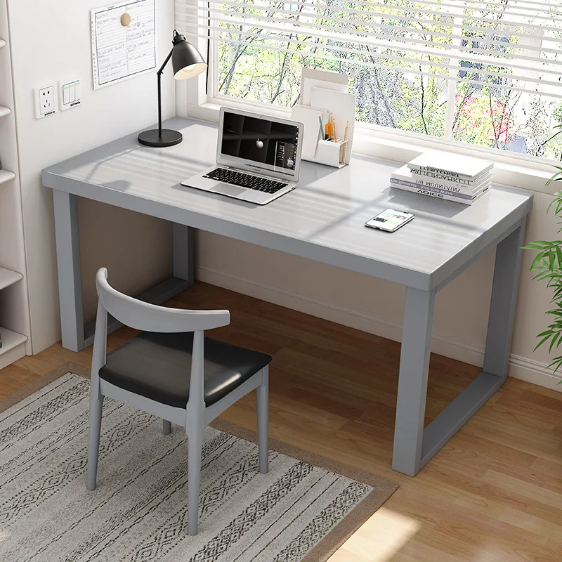 All solid wood desk, long table by window against wall, narrow table, writing desk, studio bedroom, double office computer desk