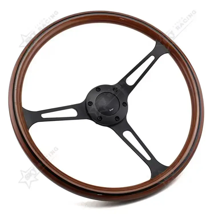 High Quality 15 Inch Classic Wood Grain Steering Wheel 380mm Universal Wooden Racing Car Steering Wheel With Black Line