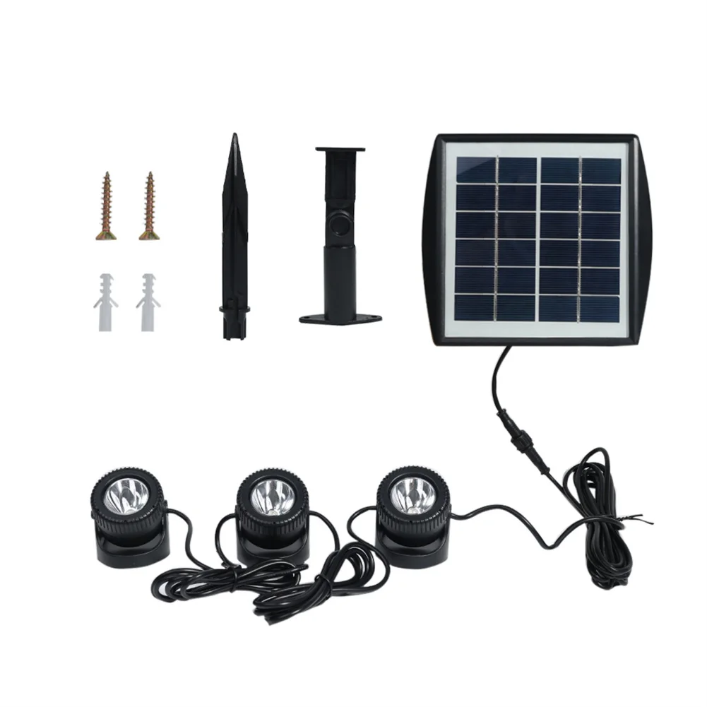 Solar Pond Lights With 3 Head Lamp LED Underwater Spotlight For Fish Tank Garden Courtyard Swimming Pool IP68 Waterproof Light