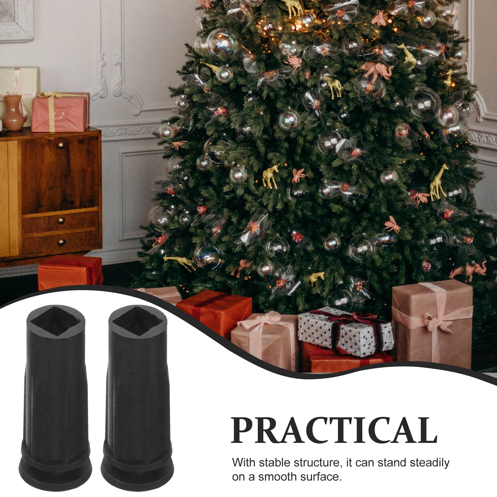 

6Pcs Stand for Christmas Tree Black Simple Plastic Xmas Tree Base Fixator Lightweight Holder for Party Wedding Decor