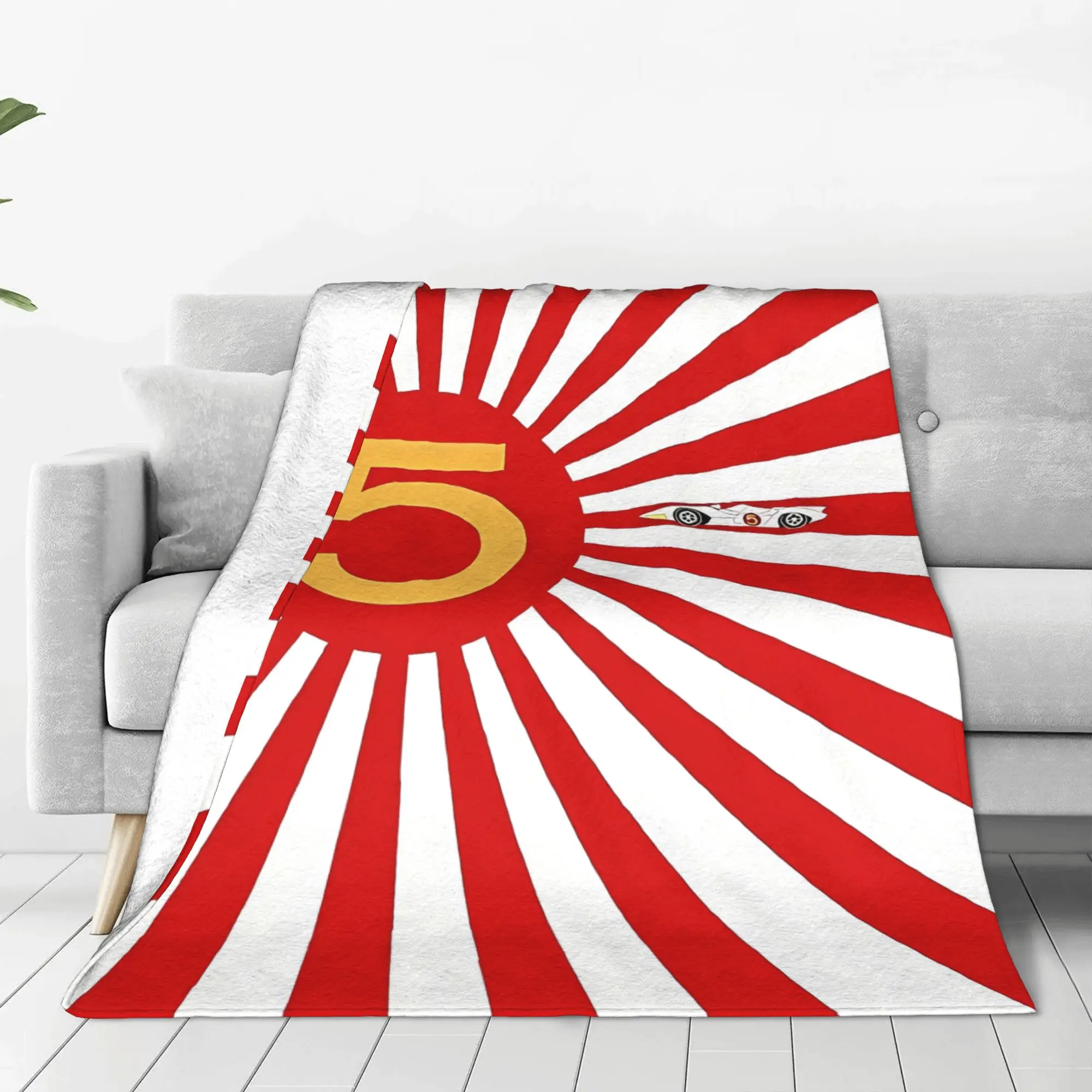 1PC Home Cute Room Decor Rising Sun Blanket Throw Blanket Speed Racer Novelty Warm Blanket All Season