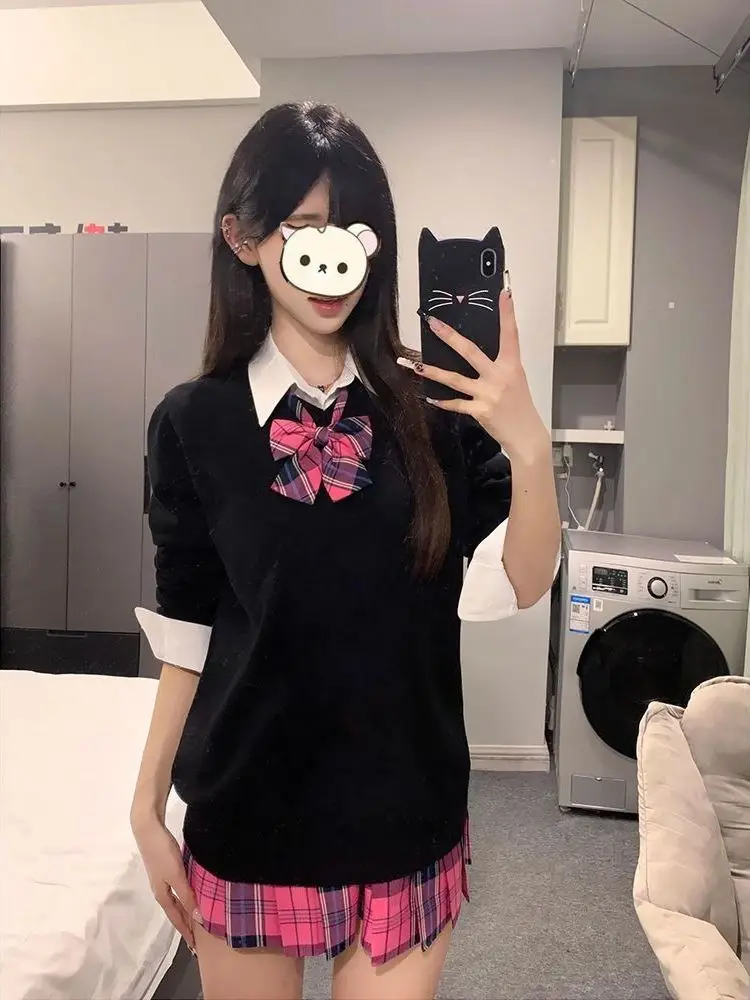 

Bla Long Sve Верхний свитер Commuter Sle College Wind Layering Женский топ JK orm Ensemble Autumn Faion