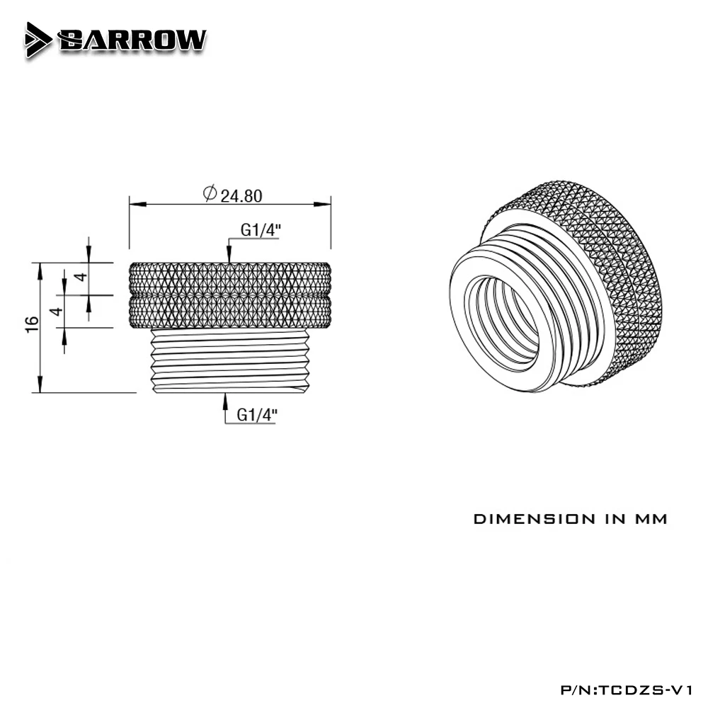 Barrow-Adaptador de refrigeración de puerto de llenado de agua, accesorio de placa cruzada de carcasa de PC G1/4 \