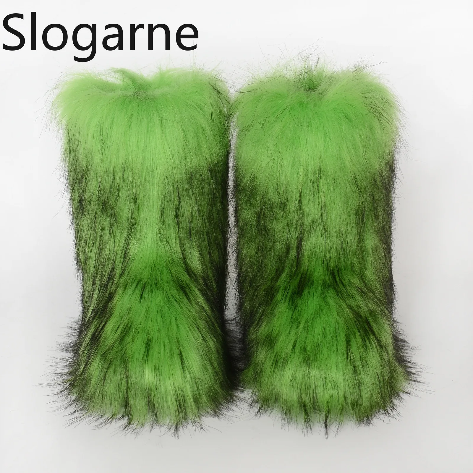 2026 Women Winter Fluffy Fur Boots Woman Furry Snow Boots Plush Warm Outdoor Footwear Girls Luxury Faux Fox Fur Platform Shoes