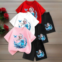 Summe New Children's Casual Outfits Princess Printed Girls' T Shirt Shorts 2pcs Sets Kids Vacation Clothes Sui Outdoor Clothest
