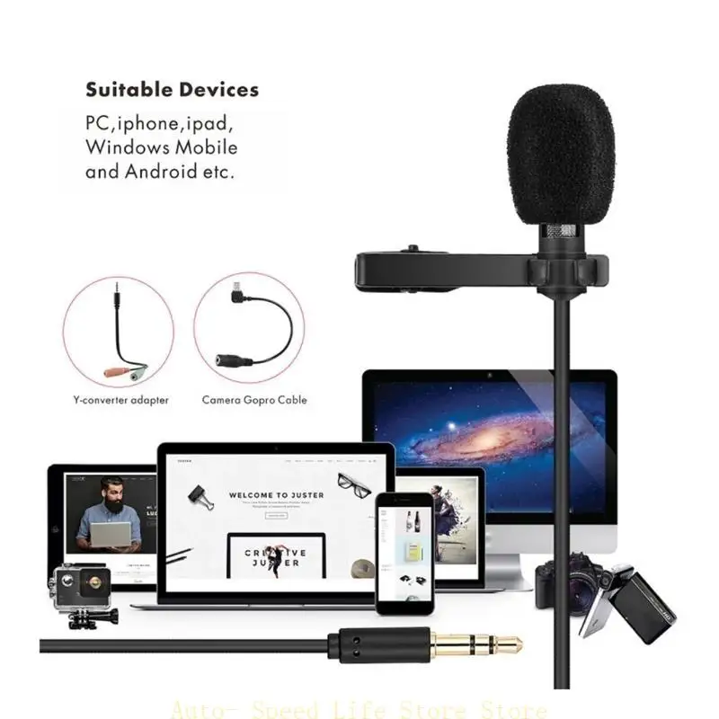 

02DA Yanmai R955 Lavalier Lapel Condenser Mini Microphone для камеры ноутбук