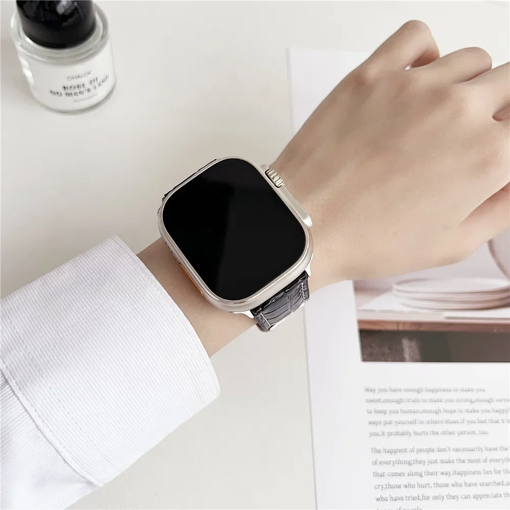 애플 워치용 실리콘 가죽 시계 밴드, 스포츠 시계 스트랩, 애플 워치 밴드, 9, 8, 7, 6, SE, 5, 4, 3, 2, 1, 42mm, 44mm, 45mm, 40mm, 49mm