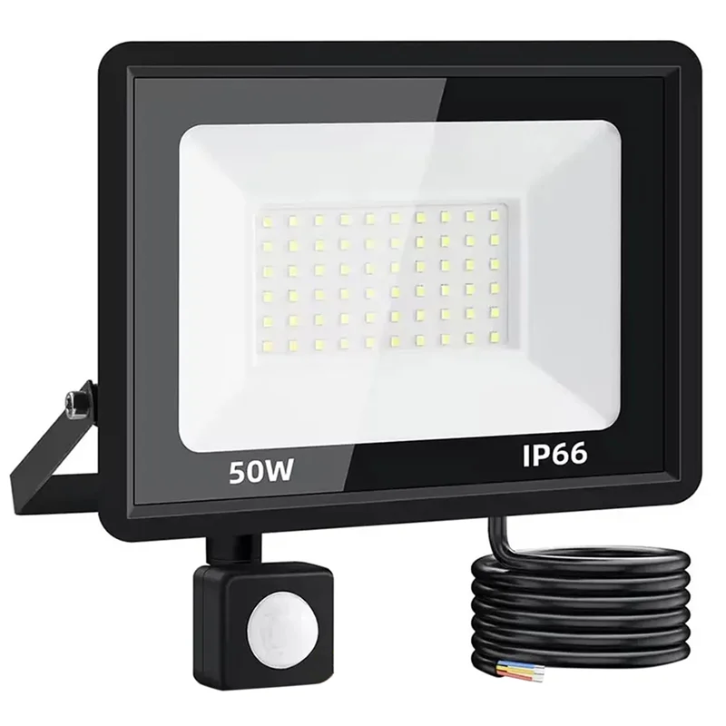 Abko-detector de movimento led holofote 50w ao ar livre com farol externo foco iluminação eua plug detector lâmpada