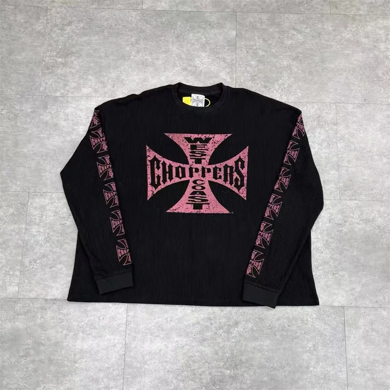 Casual Men's Women's West Coast Choppers Long-Sleeve T-Shirt Best Design Printed Apricot Black Waffle