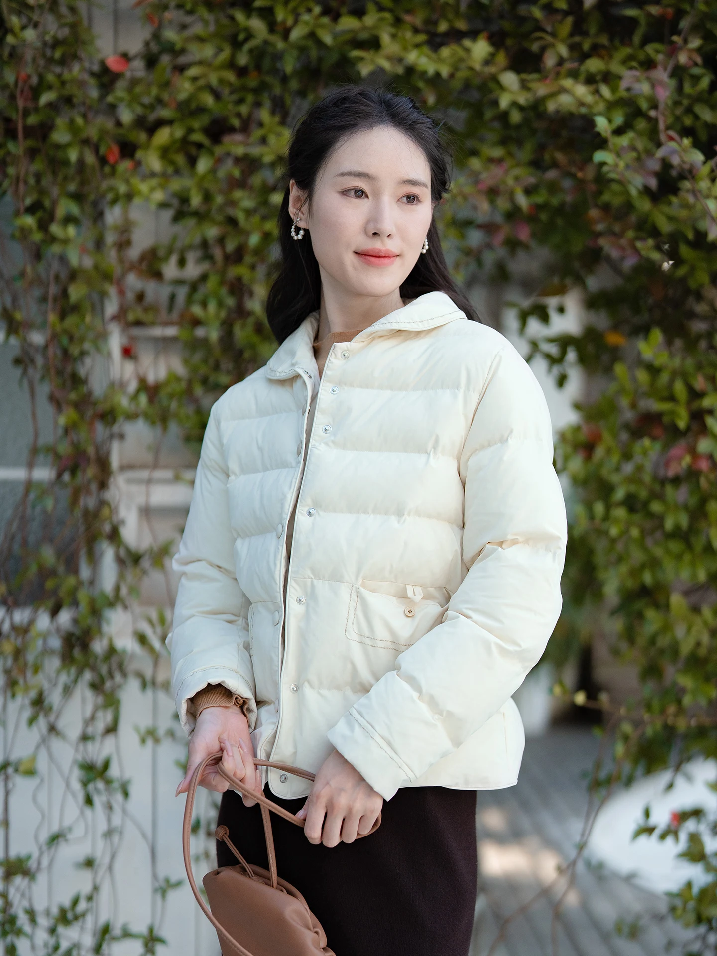 

Ele Embroidered Cotton Jaet ort Versatile Commute Women's Winter New Sle down Cotton Coat Faionable Top