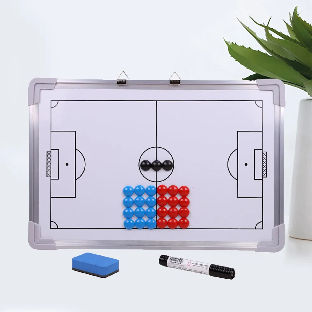 27Pcs Hangable Aluminum Alloy Football Coaching Board Portable Soccer Practice Training Board Magnetic White Marker Eraser