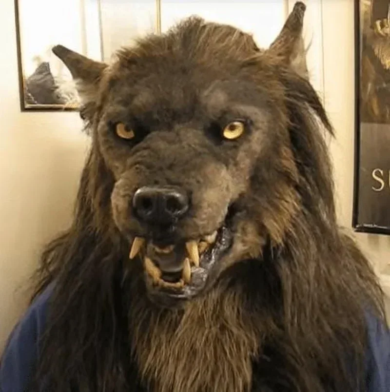 Halloween Latex Wolf Head Hair Mask Werewolf Headgear Party Scary Decor Headgear