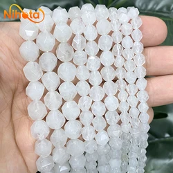 Natural stone Faceted Transparent White Jasper Loose Beads 6/8/10MM for charms Jewelry Making Handmade DIY Bracelets 14