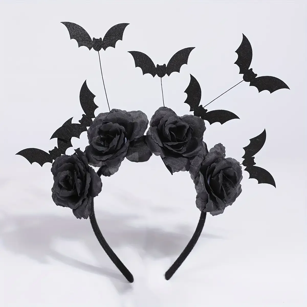 1 piece Halloween party headband - cute witch hat with black artificial flowers, gothic bat clip, dark role-playing accessory image 4
