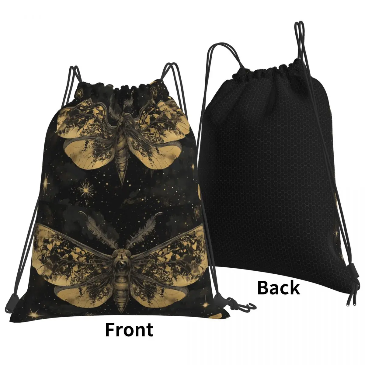 Moth Wings Backpacks Casual Drawstring Bundle Pocket Sports Bag Book Bags for Travel School