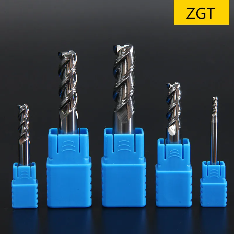 ZGT Endmill Aluminum Copper Wood Cutter CNC HRC50 3 Flute Tungsten Steel Milling Cutter End Mill 4mm 6mm 8mm 10mm 12mm 16mm 20mm