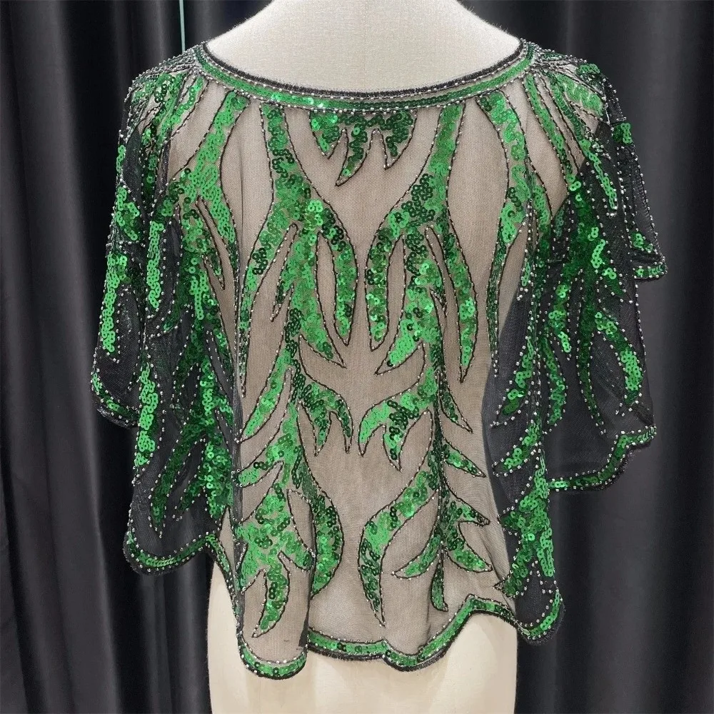 

Элегантная шаль 1920-х годов с блестками, декор с растительным узором, вечерние шаль, женская шаль для женщин