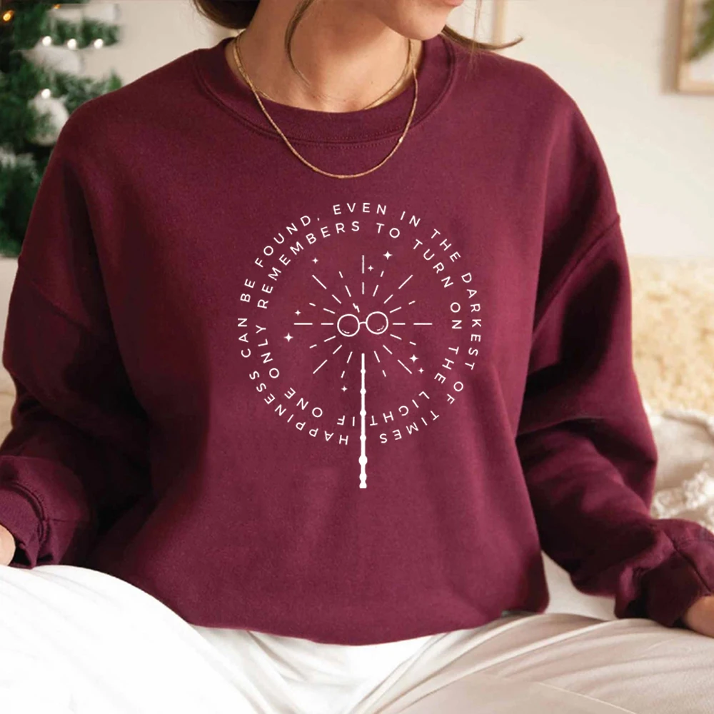 Felicità può essere trovato anche nei tempi più scuri felpa mago felpa strega grafica felpe con cappuccio donna Streetwear Pullover