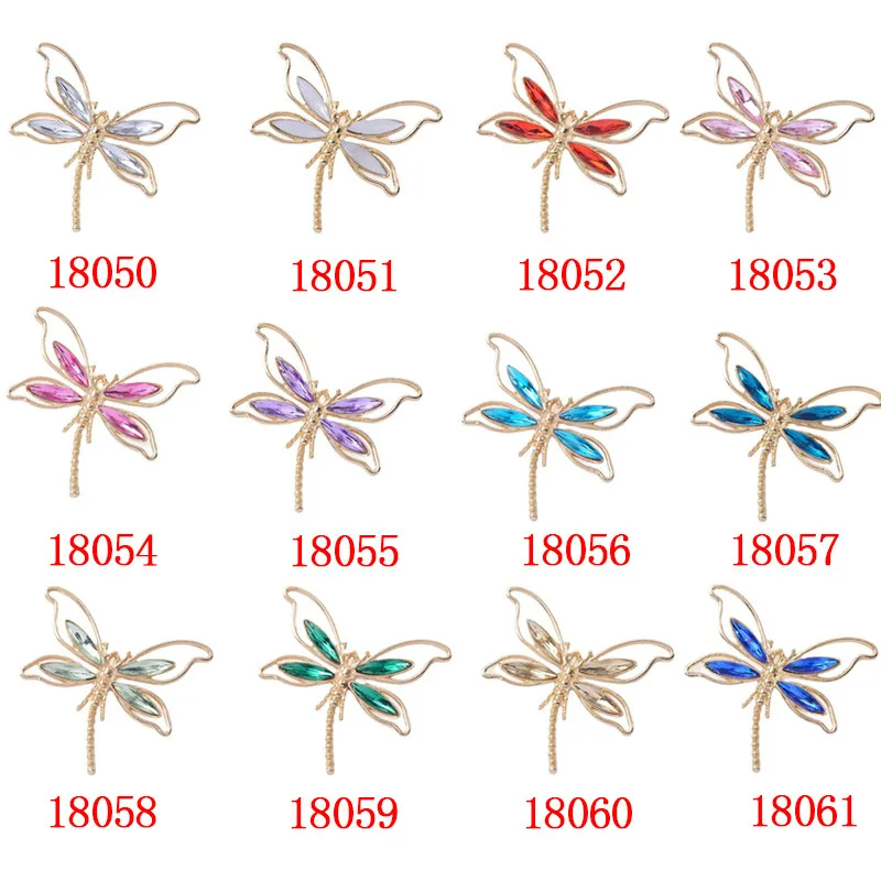 5 Pcs Alloy Rhinestone Dragonfly  Button Multicolor Buckle DIY Shoes Clothing Bag bride hair Materials Fan Handmade Crafts Matel