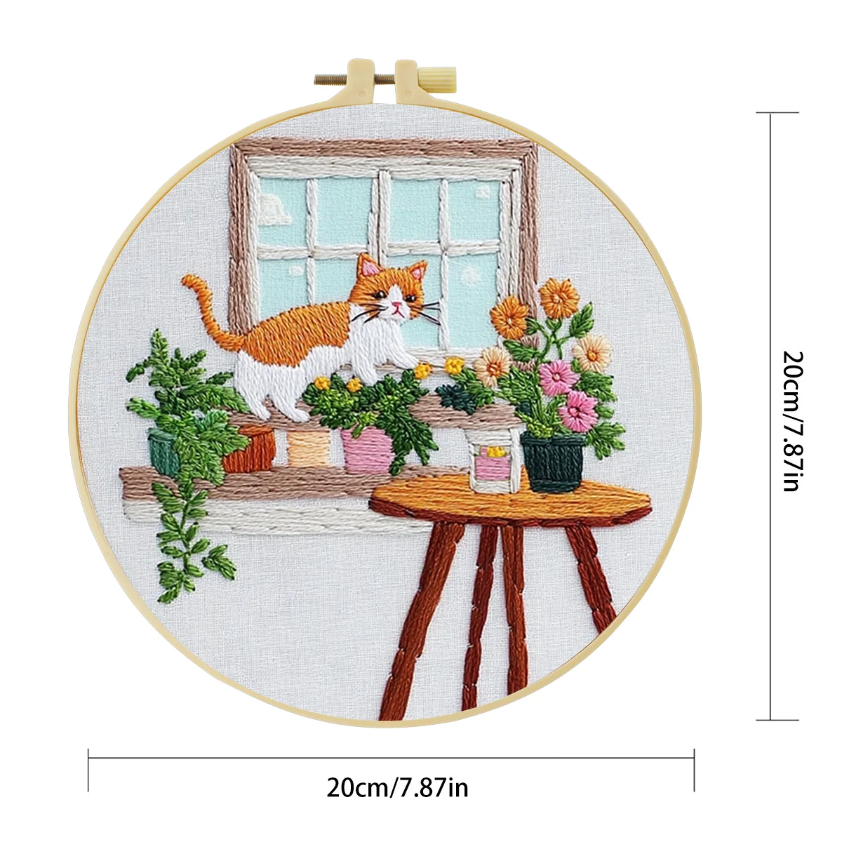 1 Stück 20X20CM/15X15CM 7,87/6,3 Zoll Katzen-Stickerei-Starter-Kit DIY-Kit DIY-Stickerei-Set Handarbeiten Nadelkunst Heimdekoration – Detail 3