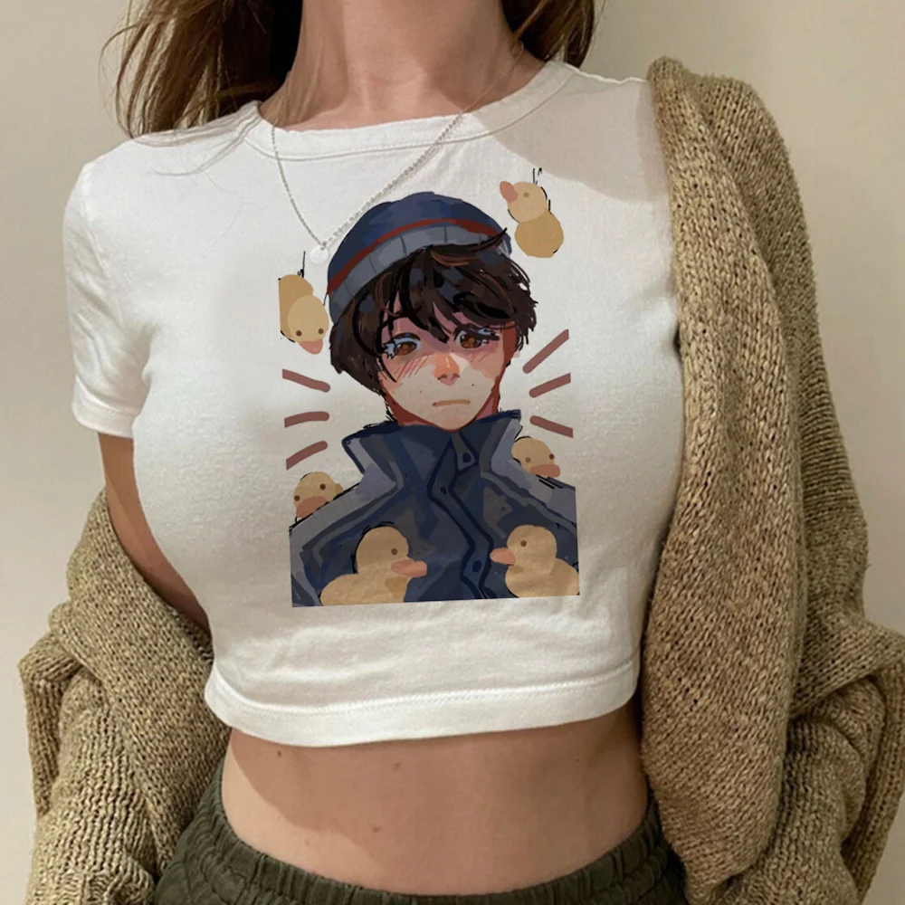 Quackity yk2 graphic hippie crop top Female cyber y2k goth 2000s korean fashion cropped tshirt