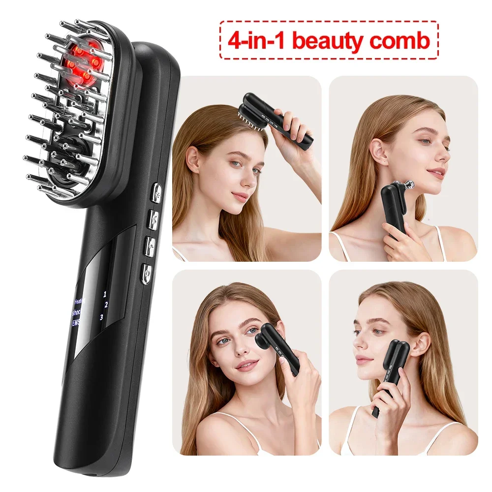 

EMS roller four-in-one multi-function beauty instrument, electric scalp massage comb, red light therapy instrument, facial shapi