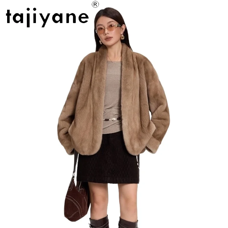 

TAJIYANE 100% Natural Mink Fur Coat Woman Stylish Real Fur Jacket High Quality Female Outerwears 2025 Winter Women Clothes шуба