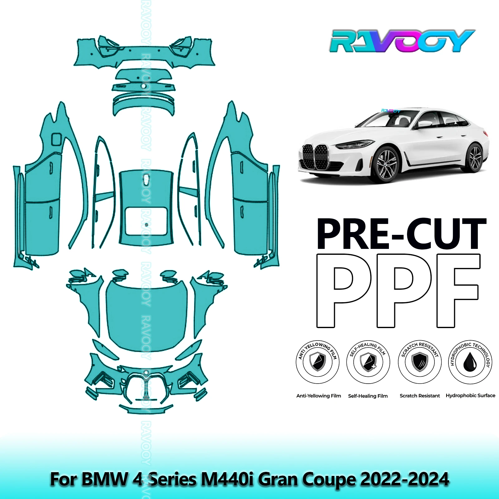 

8.5Mil Precut PPF Kit Full Vehicle For BMW 4 Series M440i Gran Coupe 2022-2024 Paint Protection Film