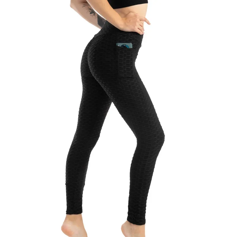 Frauen Mode Tasche Blase Hosen Stretchy Dünne Leggings Gym Laufen Radfahren Fitness Hosen Hohe Taille Hüfte Lift Leggings Weibliche – Detail 2