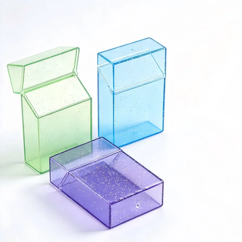 3pcs Colorful Glitter Storage Box Wrinkle Resistant Waterproof Holder Case Clear Stylish Holder Box Anti-Dust Smoking Accessory