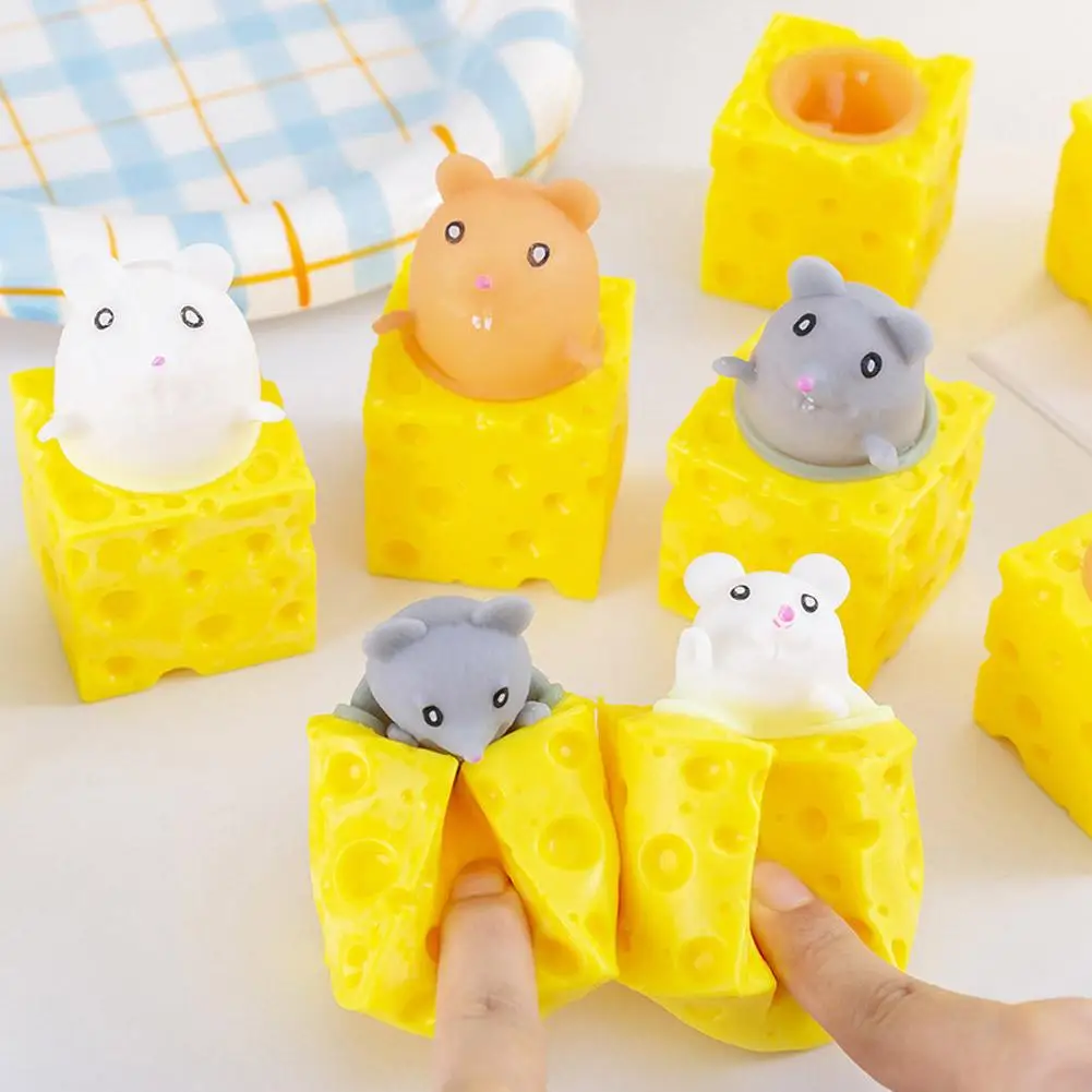 Mouse Stress Relief Toys Cheese Mouse Cup for Venting Pinch Music Parody Ball for Venting, Ground Mouse Toy