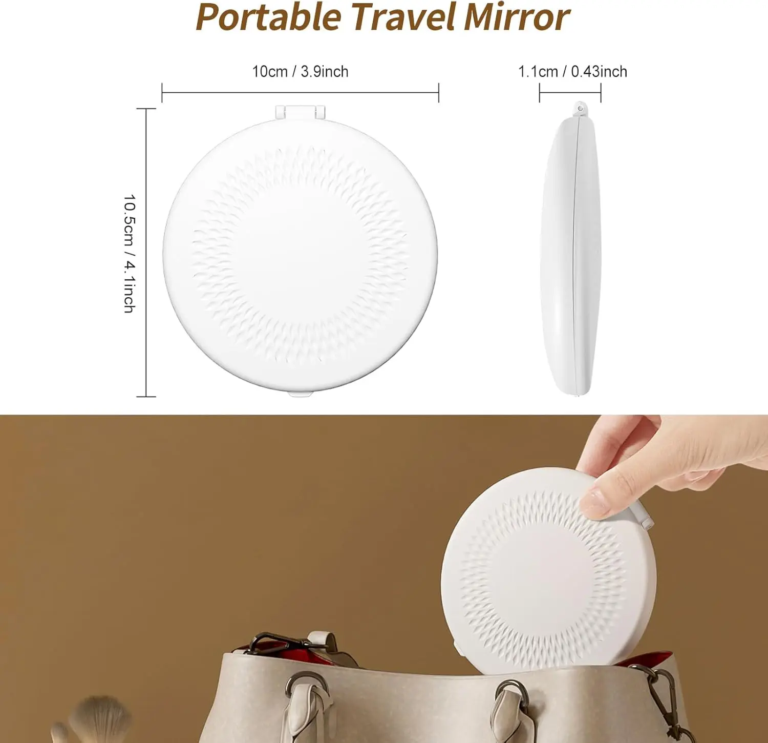 Beleuchteter Schminkspiegel mit Vergrößerung, kompakter Reisespiegel, tragbarer, über USB wiederaufladbarer Mini-LED-Taschenspiegel mit Touchscreen