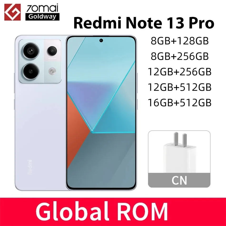 Global ROM Xiaomi Redmi Note 13 Pro Dual 5G Smartphone Snapdragon 7S Gen 2 6.67'' 120Hz Display 67W Charging 5100mAh Battery