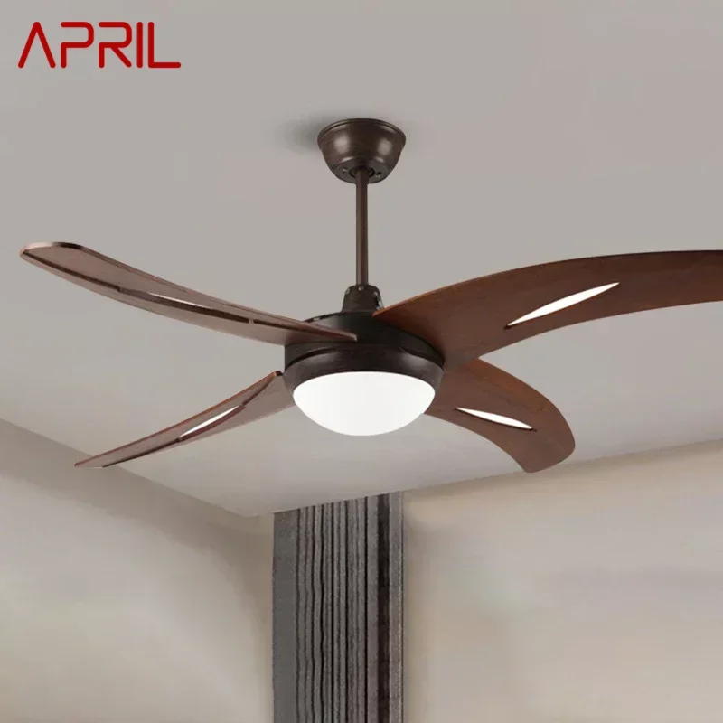 

APRIL Nordic LED Fan Light American Vintage Restaurant Living Room Study Ceiling Fan Light Remote Electric Fan Light