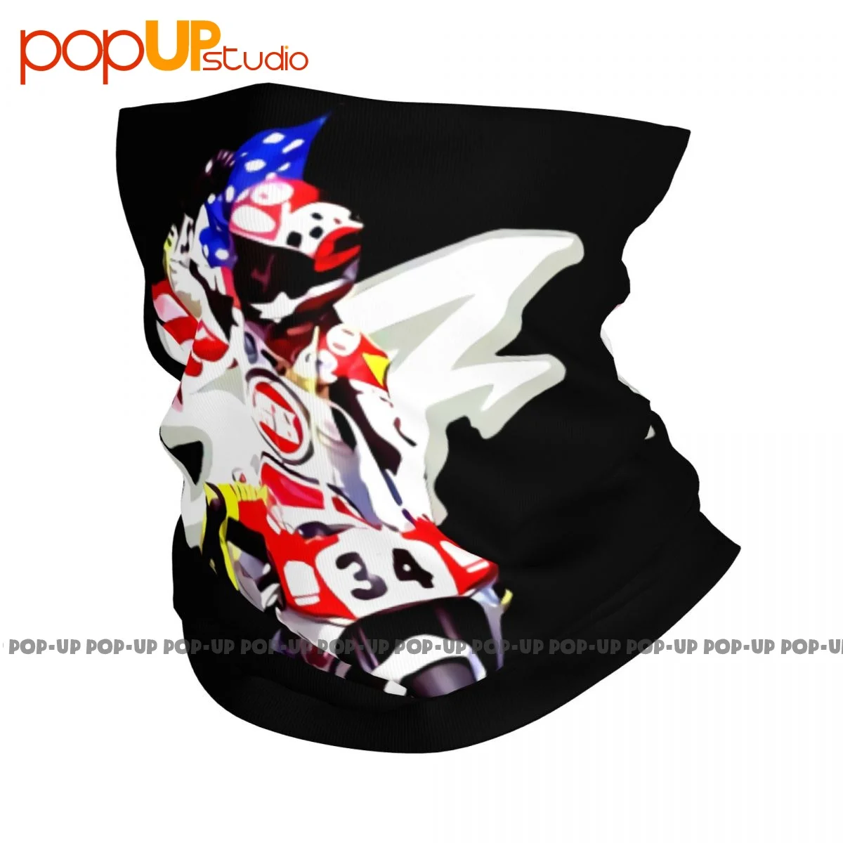 Kevin Schwantz The Wheelie King Of The Mountain Signature Neck Gaiter Bandana Scarf Face Mask