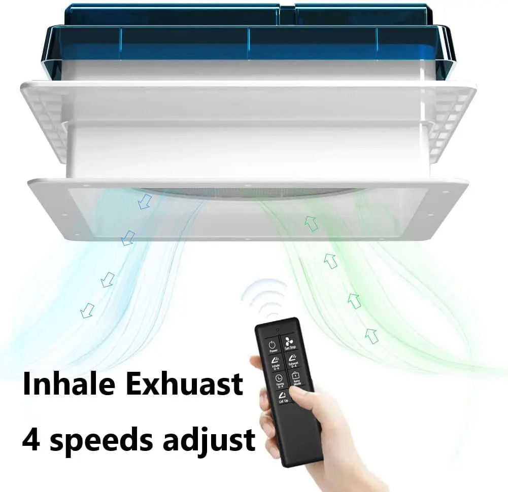 2012 Air Max 14 "تنفيس RV سقف تنفيس عكسها مروحة العادم، صوت منخفض للغاية RV مروحة سقف تهوية الهواء 12 فولت عن بعد