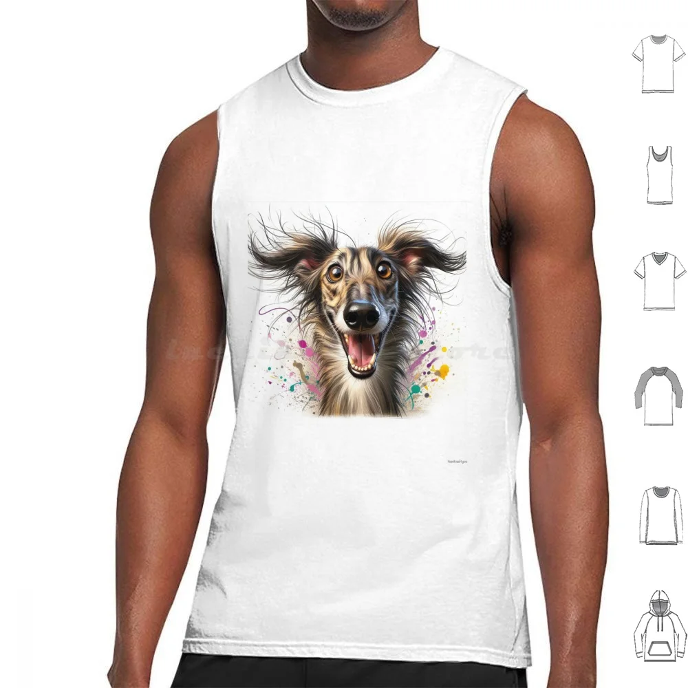 Funny Happy Silken Windhound Tank Tops Vest Sleeveless Silken Windhound Funny Silken Windhound Cartoon Silken Windhound Pop