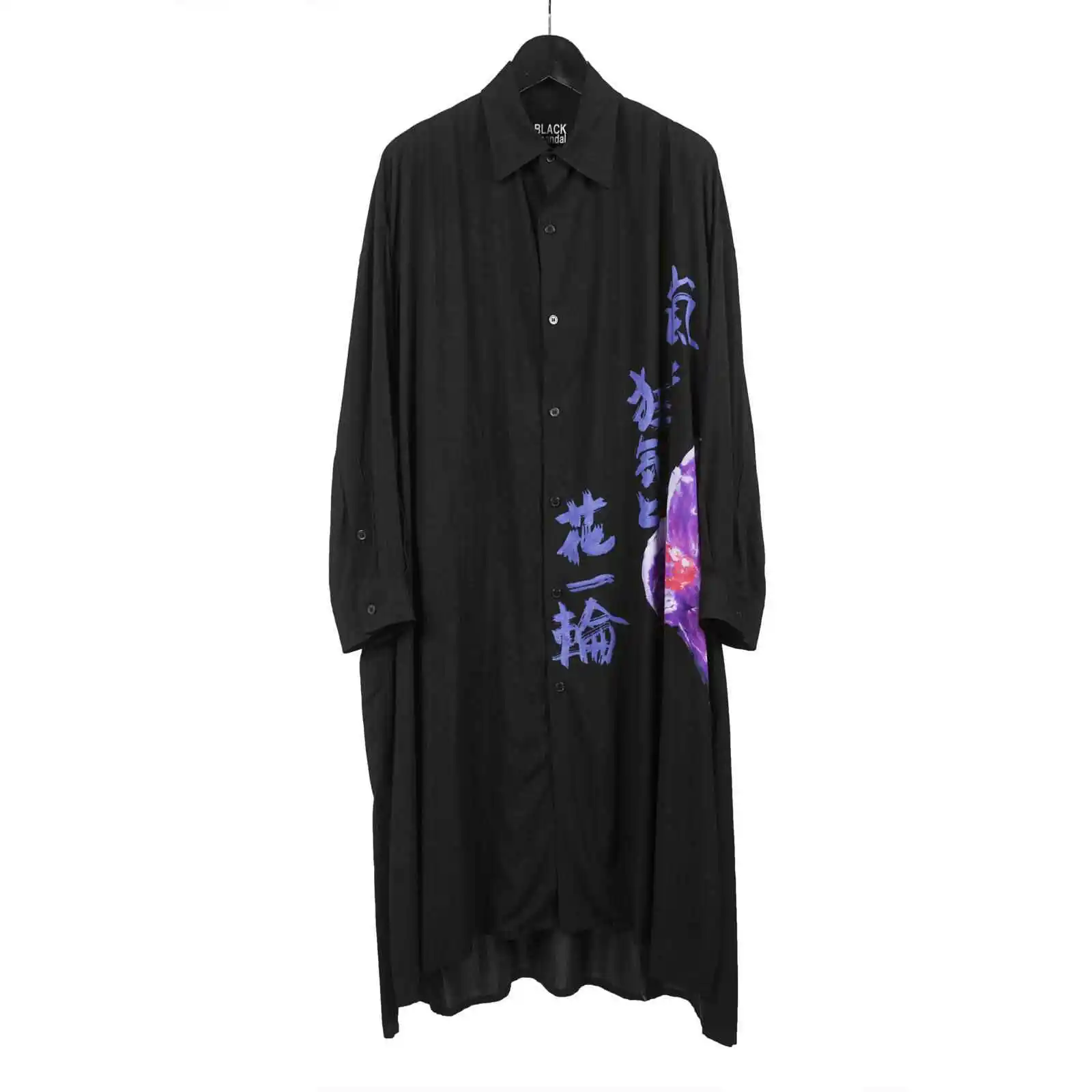 

TOP-YAMAMOTO оригинальный дизайн темная ниша черная рубашка с длинными рукавами тонкая с принтом темная ниша