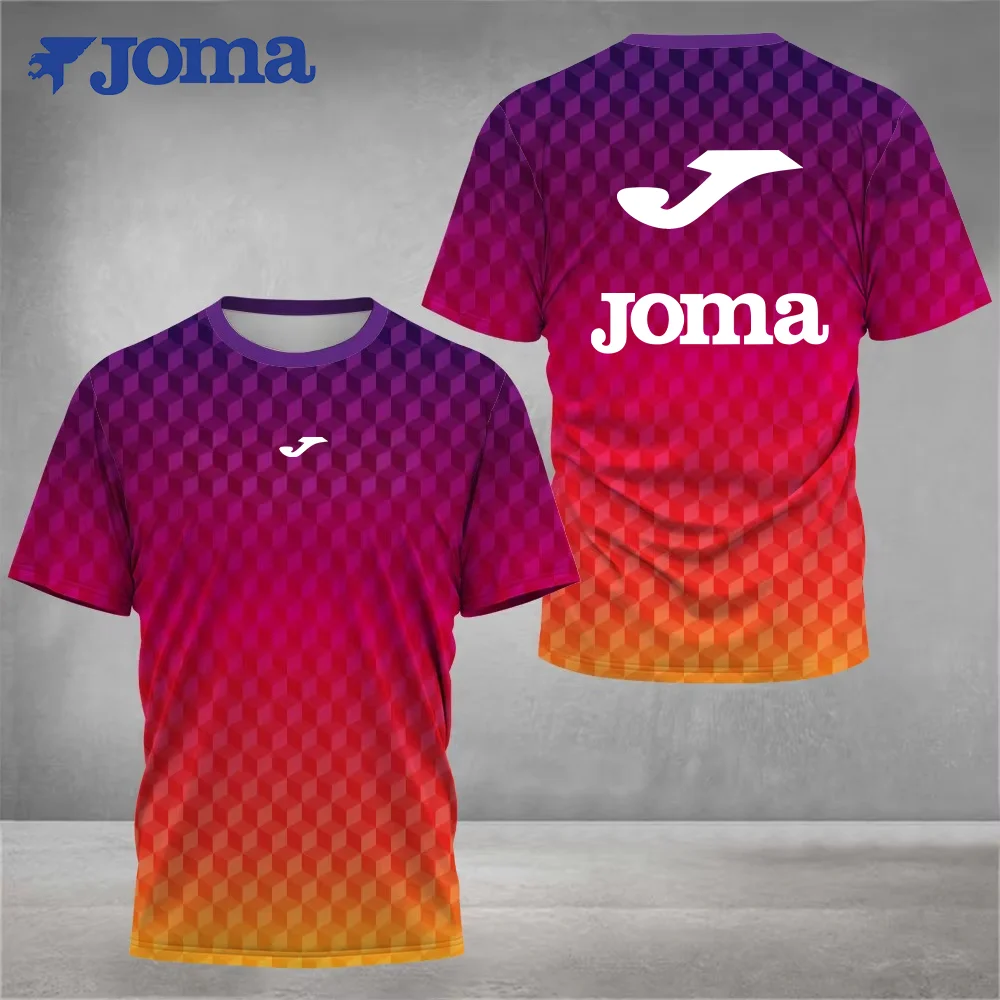 

JOMA 2026 Новая модная мужская футболка с 3D-принтом, с коротким рукавом, летняя, для повседневного использования, для занятий спортом на открытом воздухе, фитнеса, бега, быстросохнущая, дышащая