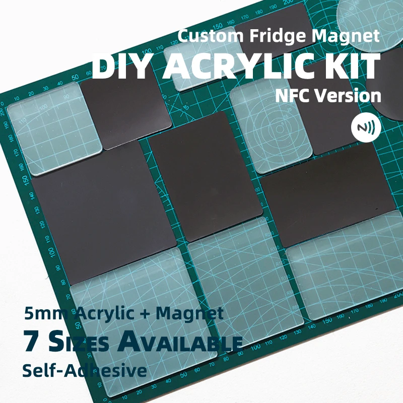 NFC 5mm Blank Acrylic Fridge DIY Magnet Kit 7 Shapes Self Adhesive Handmade Craft Home Decor Custom Your Own Photo Memory Gift