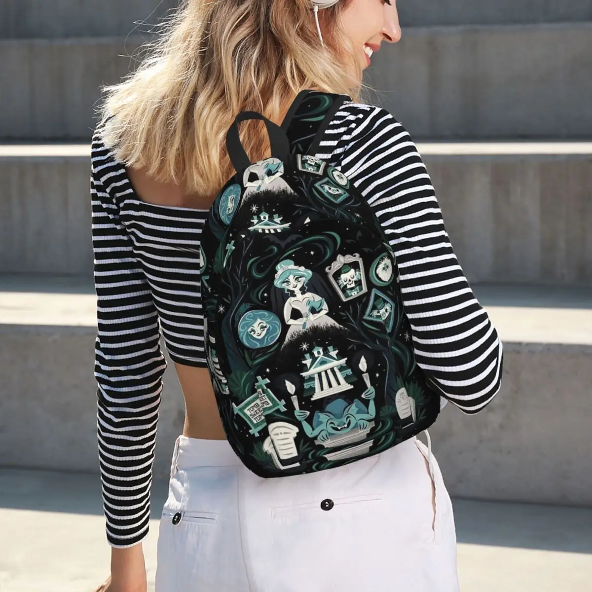 Haunted Mansion Stretching Student Backpack School Bag Hiking Travel Daypack for Boys Girls Bookbag Shoulder Bags